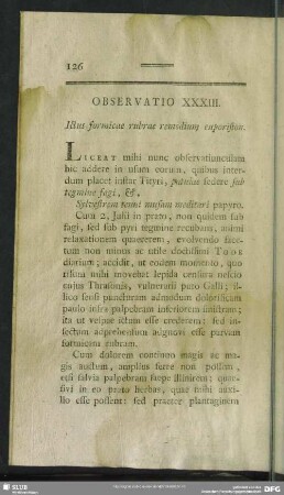 Observatio XXXIII. Ictus formicae rubrae remedium euporiston