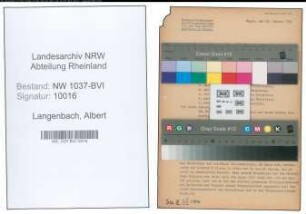 Entnazifizierung Albert Langenbach , geb. 15.07.1891 (Elektromeister)