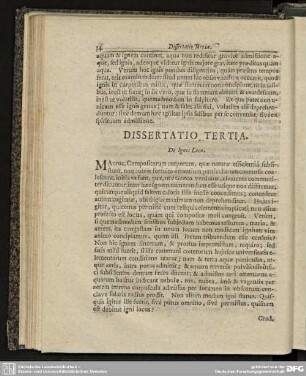 Dissertatio Tertia. De Ignis Loco.