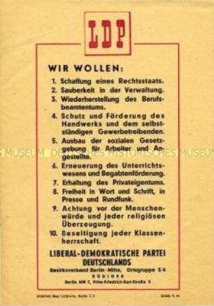 Wahlprogramm des Bezirksverbandes Berlin-Mitte der LDPD