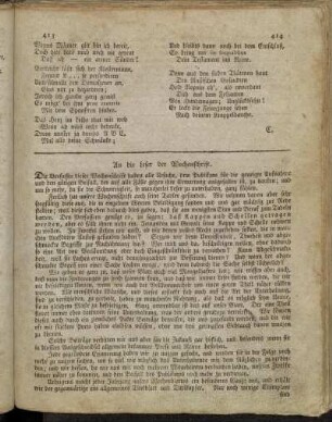 An die Leser der Wochenschrift.