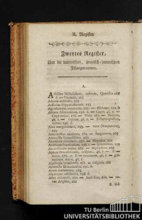 Zweytes Register, über die lateinischen, linneisch-botanischen Pflanzennamen.