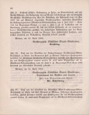 42. Ministerial-Bekanntmachung, den Wechsel in der Haupt-Agentur der Kölnischen Glas-Versicherungs-Aktien-Gesellschaft betreffend