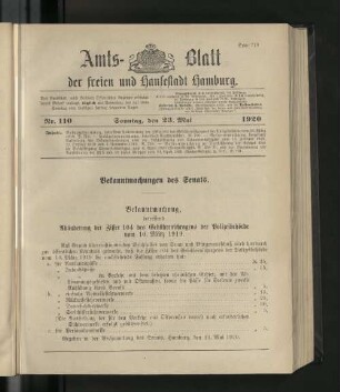 No. 110, 23. Mai 1920