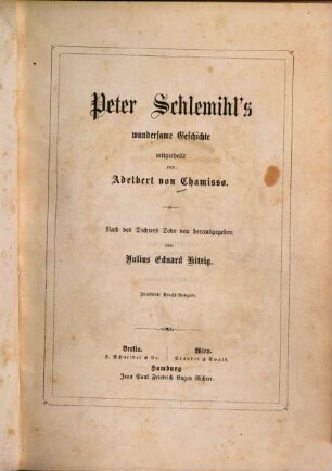 Peter Schlemihl's wundersame Geschichte