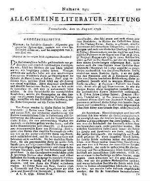 Allgemeine geographische Ephemeriden etc. (Beschluß der im vorigen Stück abgebrochenen Recension.)
