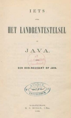 Iets over het landrentestelsel op Java