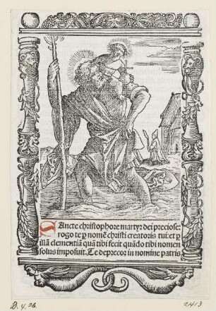 Heiliger Christophorus, aus: Peter Apian, "Hortulus anime", Nürnberg 1517