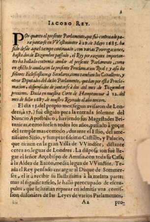 Noticias catolicas y politicas de Inglaterra : Que trajeron los ultimos correos del Norte ; Publ. 19. Agosto 1687