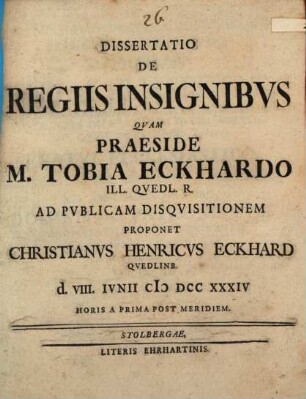 Diss. de regiis insignibus