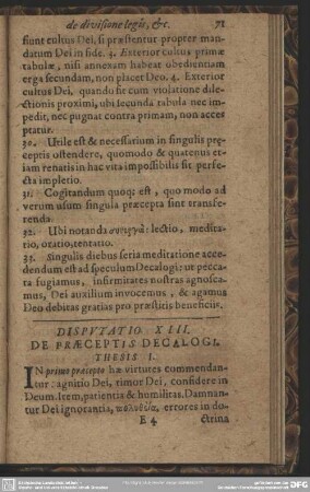 Disputatio XIII. De Praeceptis Decalogi. Thesis I