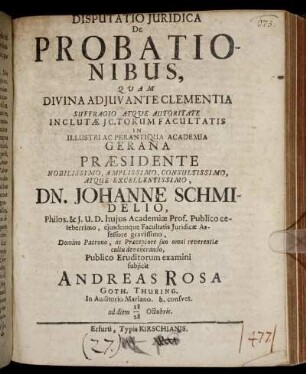 Disputatio Iuridica De Probationibus