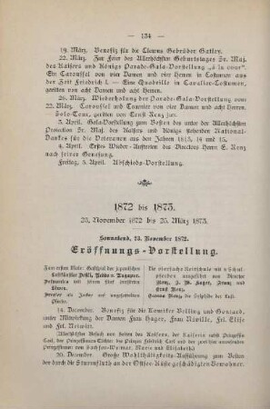 1872 bis 1873, 23. November 1872 bis 25. März 1873