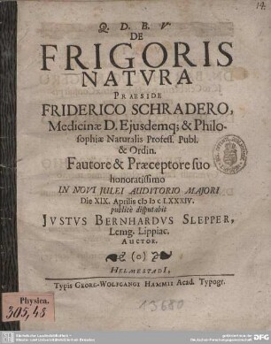 De Frigoris Natura