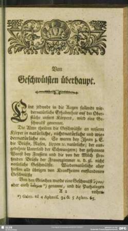 Von Geschwülsten überhaupt