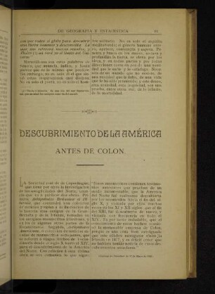 Descubrimiento de la América antes de Colon.