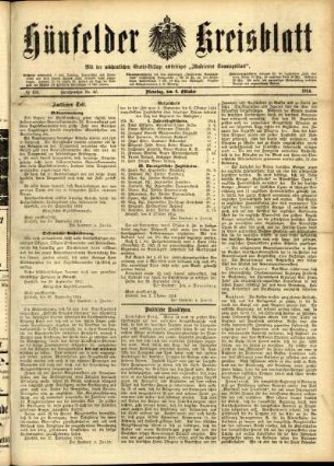 Ausgabe vom Dienstag, den 06. Oktober 1914.