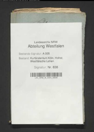 Belehnung der Anna von Westrem, Witwe von Cloedt zu Hanxleden, als Vormünderin ihrer 3 Söhne mit den Gütern auf der Elpe und dem halben Zehnten zu Bruchhausen