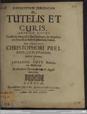 Exercitium de tutelis et curis
