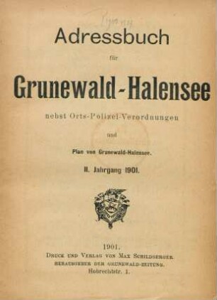 2.1901: Adressbuch für Grunewald-Halensee