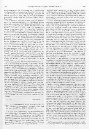 1085-1087 [Rezension] Schatz, Klaus, Der päpstliche Primat