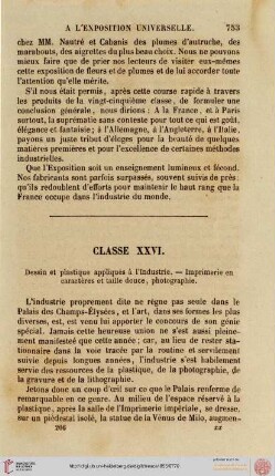 Classe XXVI: Dessin et plastique appliqués à l'industrie