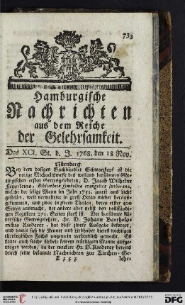 Das XCI. St. - Das CII. St. (den 18 Nov. - den 30 Dec.)