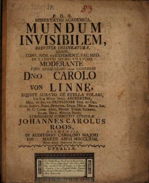 Diss. acad. mundum invisibilem breviter delineatura