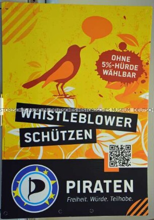 Plakat der Piratenpartei zur Wahl des Europäischen Parlaments im Mai 2019