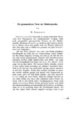 Die grammatische Form der Kindersprache