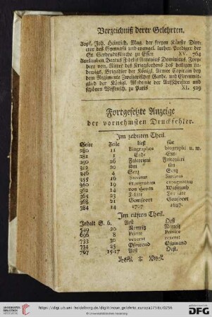 Fortgesetzte Anzeige der vornehmsten Druckfehler
