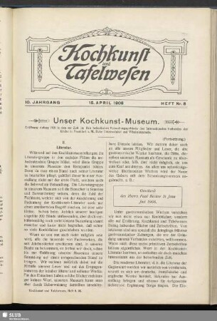 Heft Nr. 8, 15. April 1908