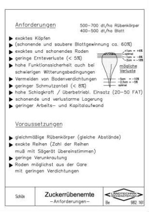 Zuckerrübenernte, Anforderungen