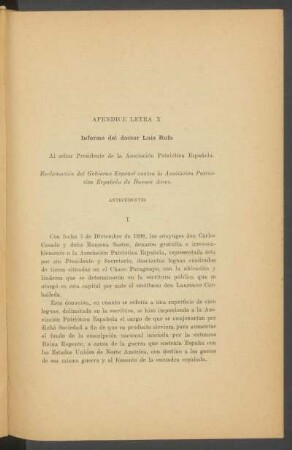 Apéndice Letra X : Informe del doctor Luis Rufo