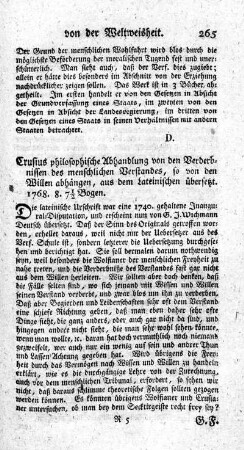 Philosophische Abhandlung von den Verderbnissen des menschlichen Verstandes, so von den Willen abhängen.