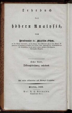 Theil 3: Versuch eines vollkommen consequenten Systems der Mathematik. Dritter Theil