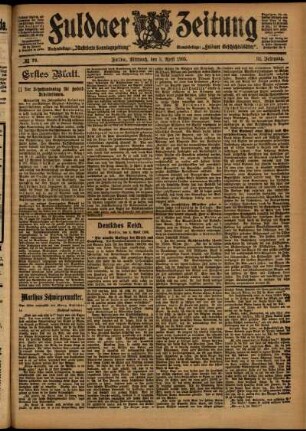 Erste Ausgabe vom Mittwoch, den 05. April 1905.
