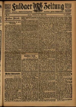 Erste Ausgabe vom Mittwoch, den 05. April 1905.