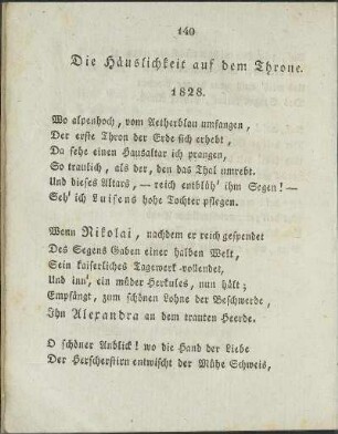 Die Häuslichkeit auf dem Throne.
