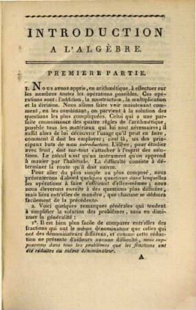 Introduction à l'Algèbre