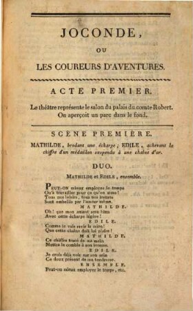 Joconde, ou les Coureurs d'aventures : opéra comique en trois actes