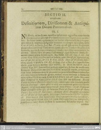 Sectio II. continens, Definitionem, Divisionem & Antiquitates Dierum Poenitentalium