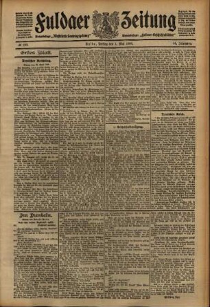 Erste Ausgabe vom Freitag, den 01. Mai 1908.