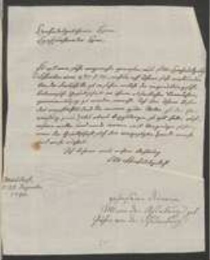 Brief von Anna Maria Asseburg an Unbekannt