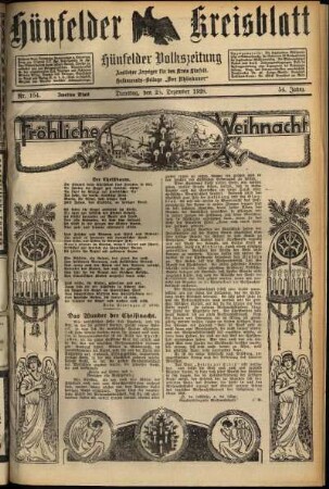 Zweite Ausgabe vom Dienstag, den 25. Dezember 1928.