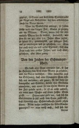 Von den Zeichen der Schwangerschaft.