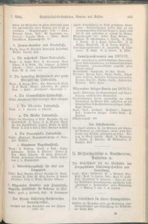 II. Wissenschaftliche u. Kunstvereine, Anstalten [et]c.