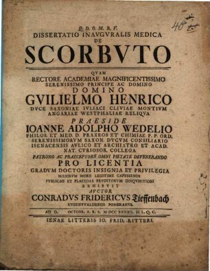 Dissertatio Inavgvralis Medica De Scorbvto