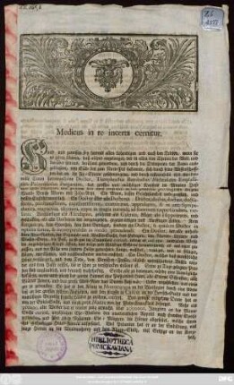 Medicus in re incerta cernitur