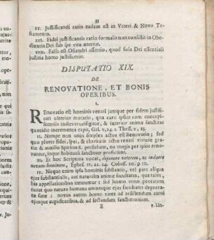 Disputatio XIX. De Renovatione, Et Bonis Operibus.